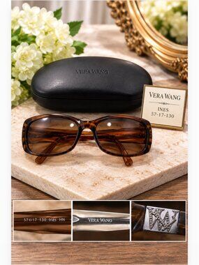 Vera Wang Ines Women's Designer Sunglasses Brown Tortoise 57-17-130 w/ Case